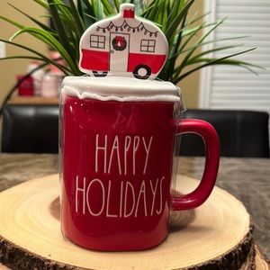 Rae Dunn HAPPY HOLIDAYS camper mug topper